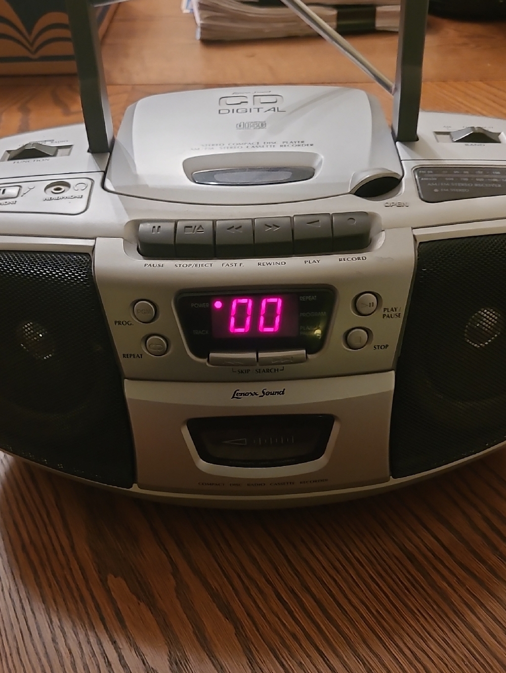 Silver Portable CD Cassette Boombox with Radio